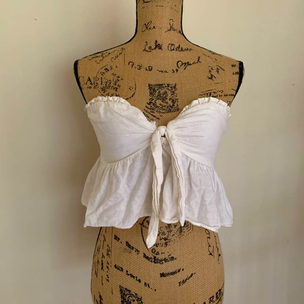 Strapless white crop top